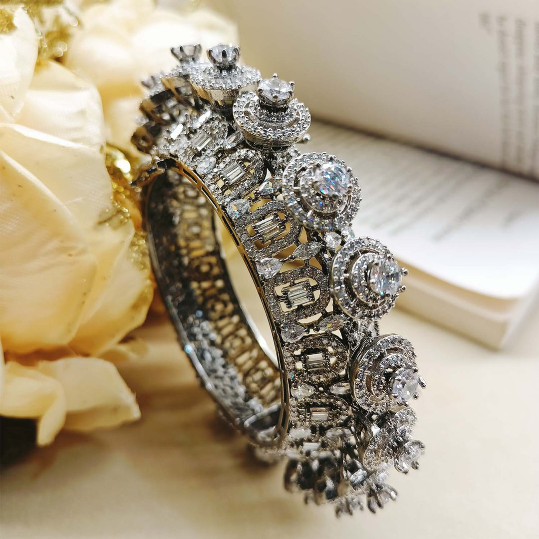 Vijayalakshmi White American Diamond Silver Plated Bracelet - qivii