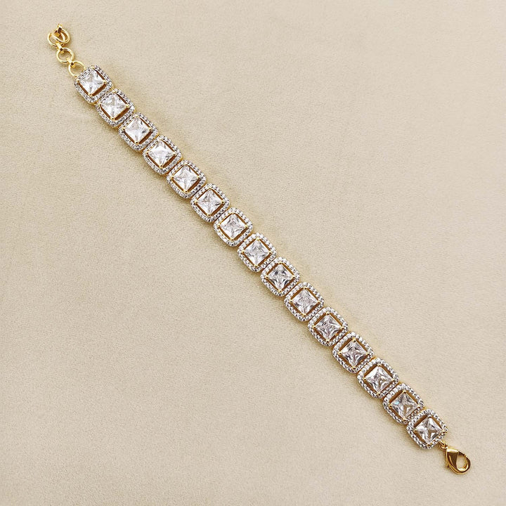 Vandita American Diamond Gold Plated Flexible Bracelet - qivii