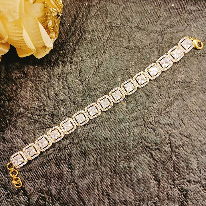 Vandita American Diamond Gold Plated Flexible Bracelet - qivii