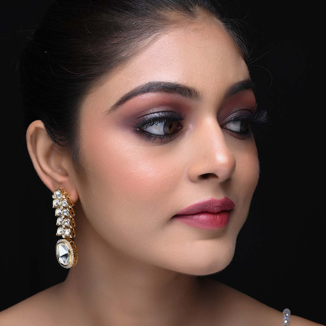 Beautiful Kausalya Gold Plated Kundan Polki Earrings with intricate detailing