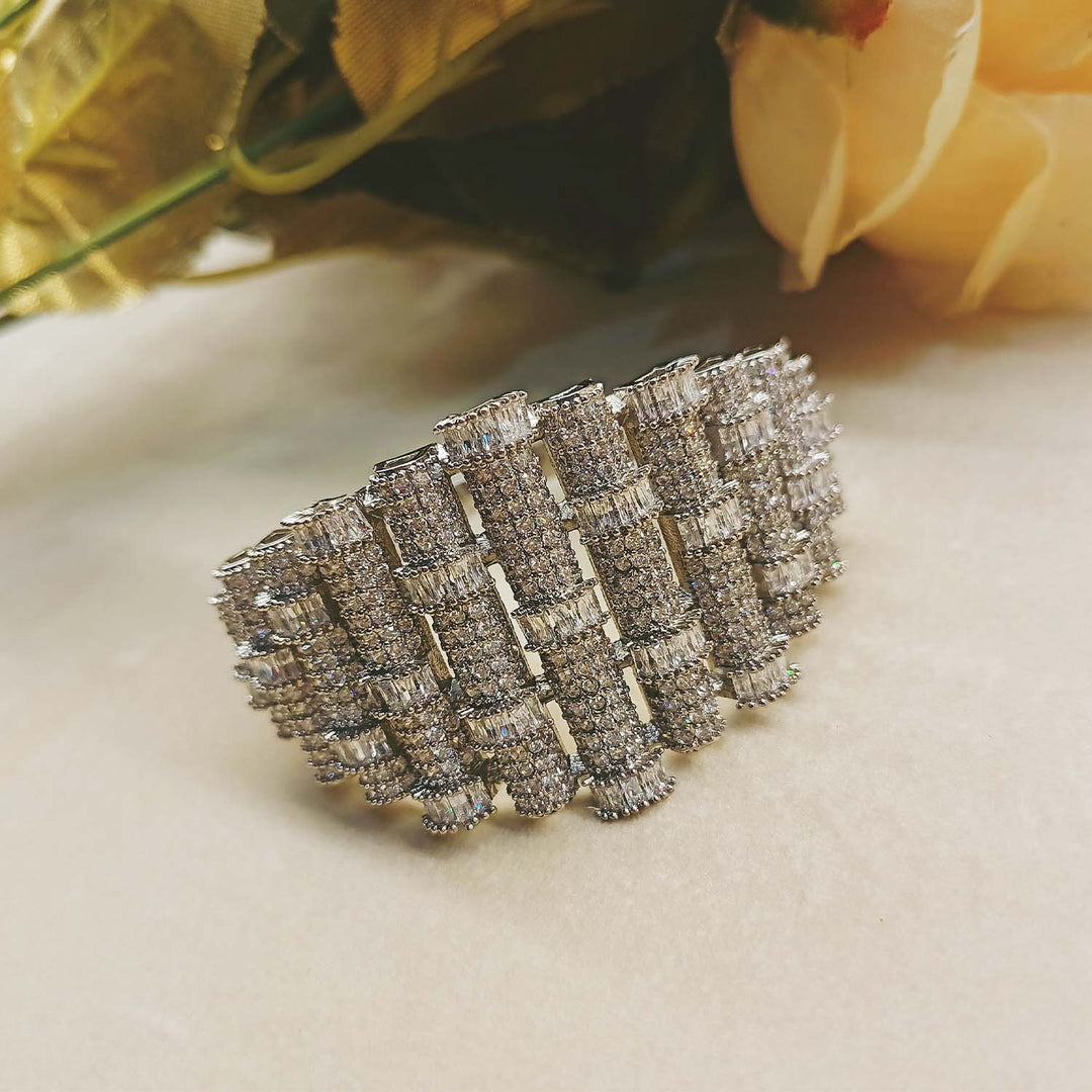 Vasundhara American Diamond Silver Plated Bracelet - qivii
