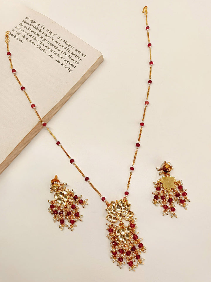 Prisa Ruby Kundan Pendant Set - qivii
