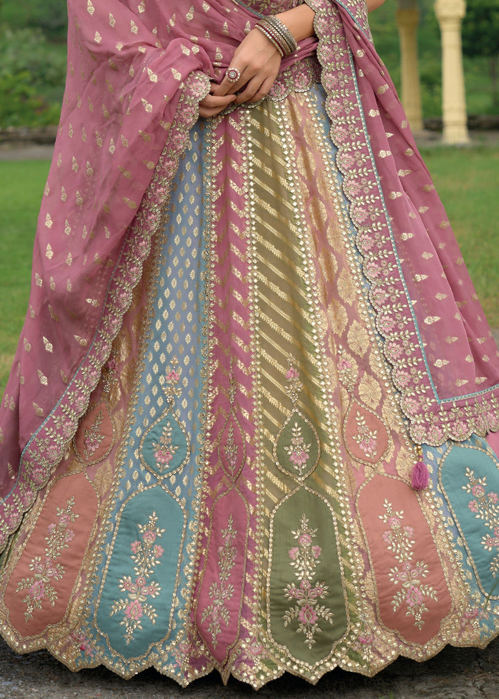 Chinese Purple Banarasi Silk Lehenga With Heavy Embroidery Work | Ready To Wear - qivii
