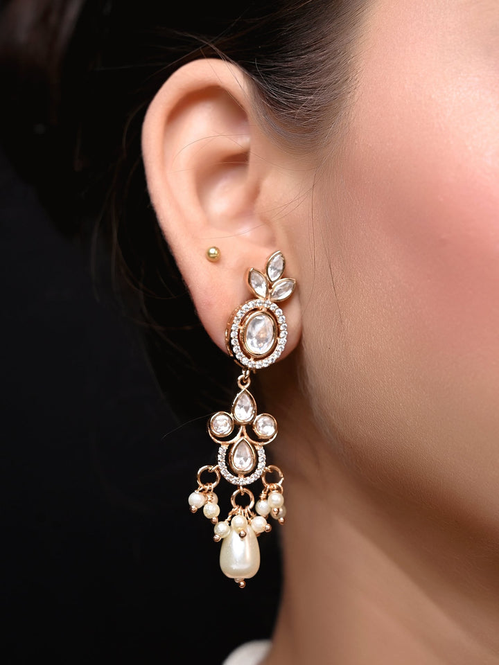 Rubi White Rose Gold Plated Kundan Choker with intricate floral design