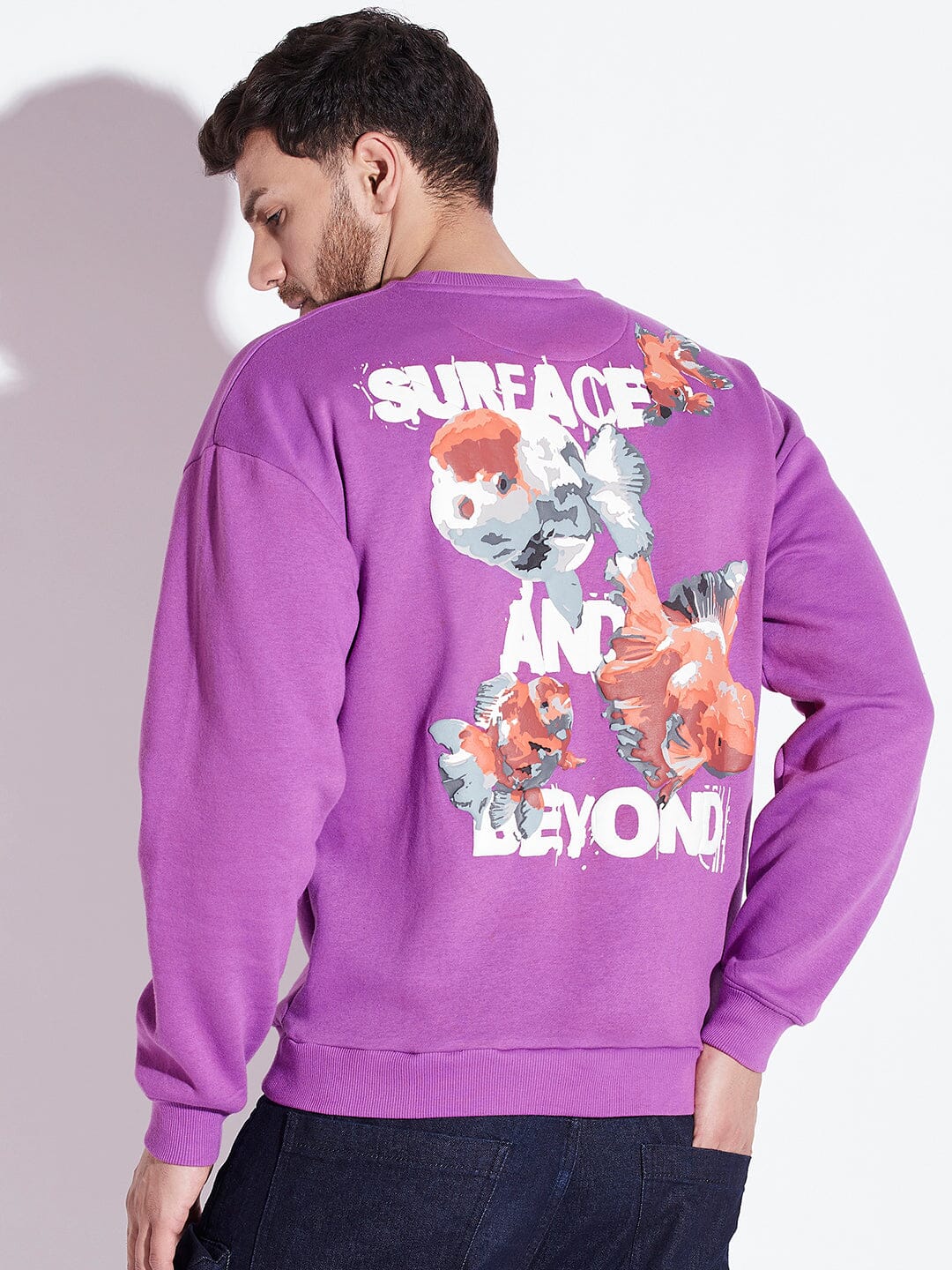 Purple Gold Fish Oversized Sweatshirt