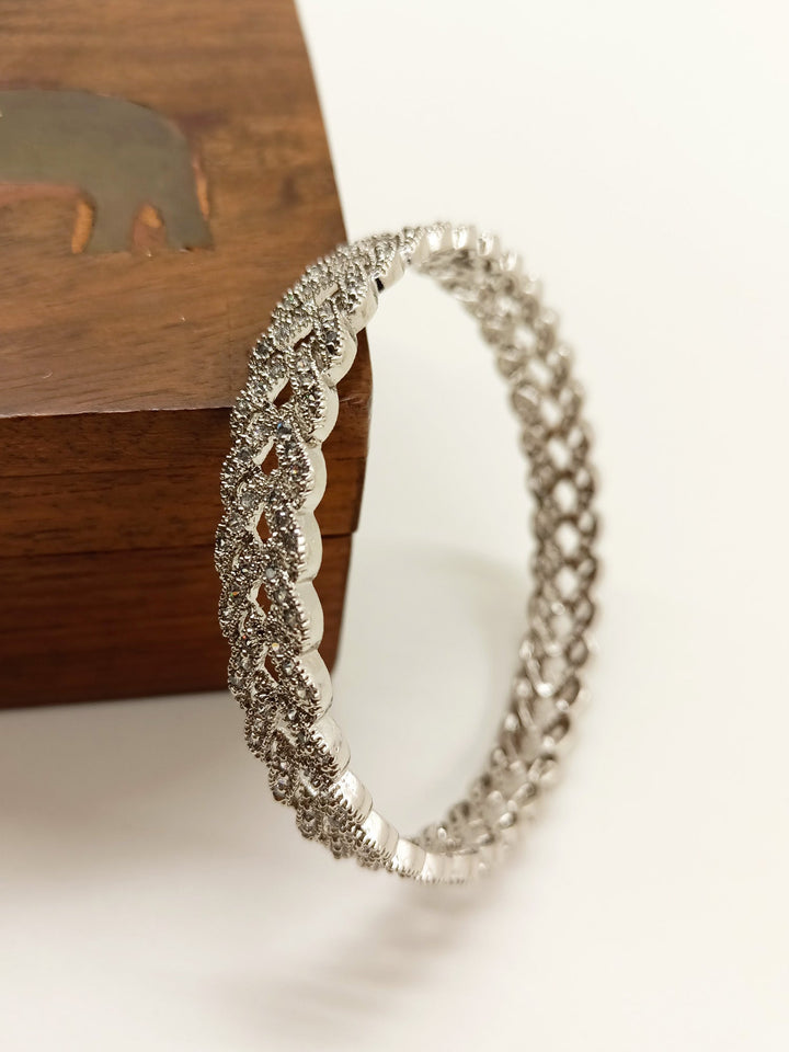 Shreyanvi Spiral American Diamond Bangle - qivii