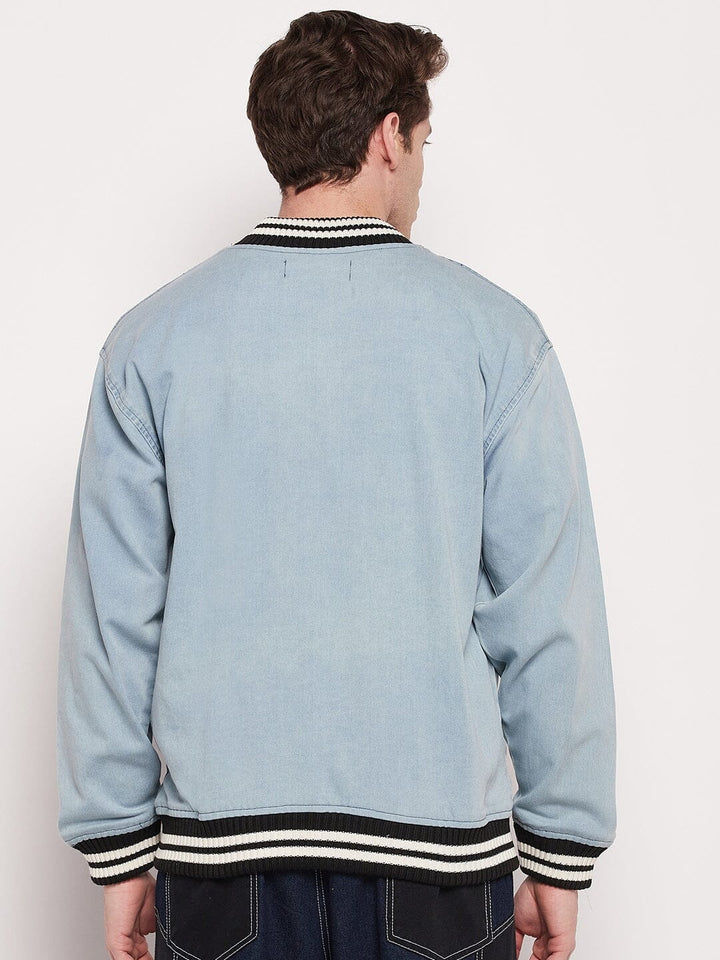 Blue Denim Varsity Jacket