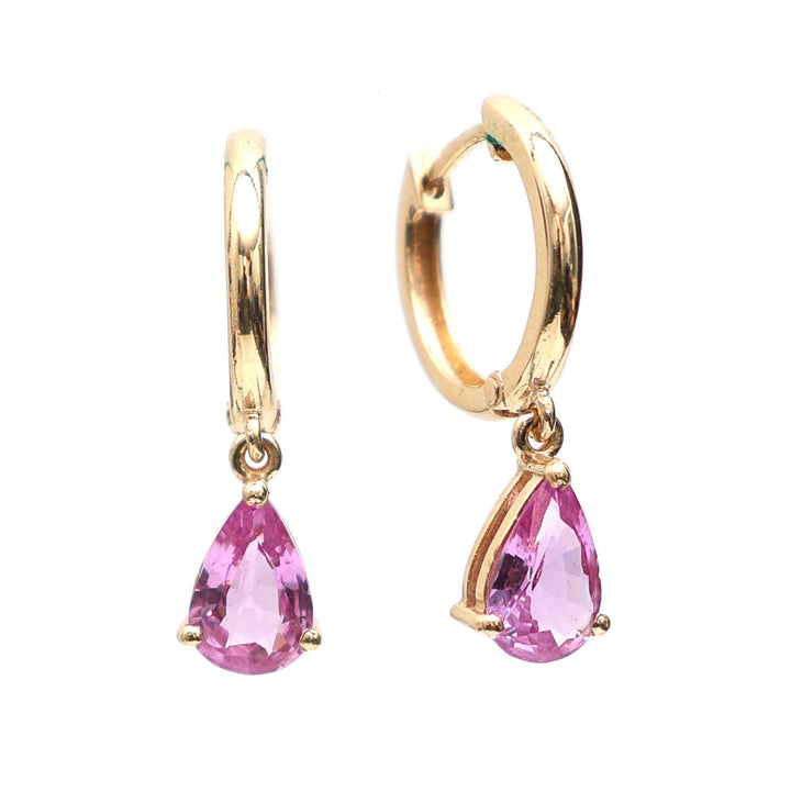 Pink Sapphire Pear Prong Set Mini Earrings - qivii