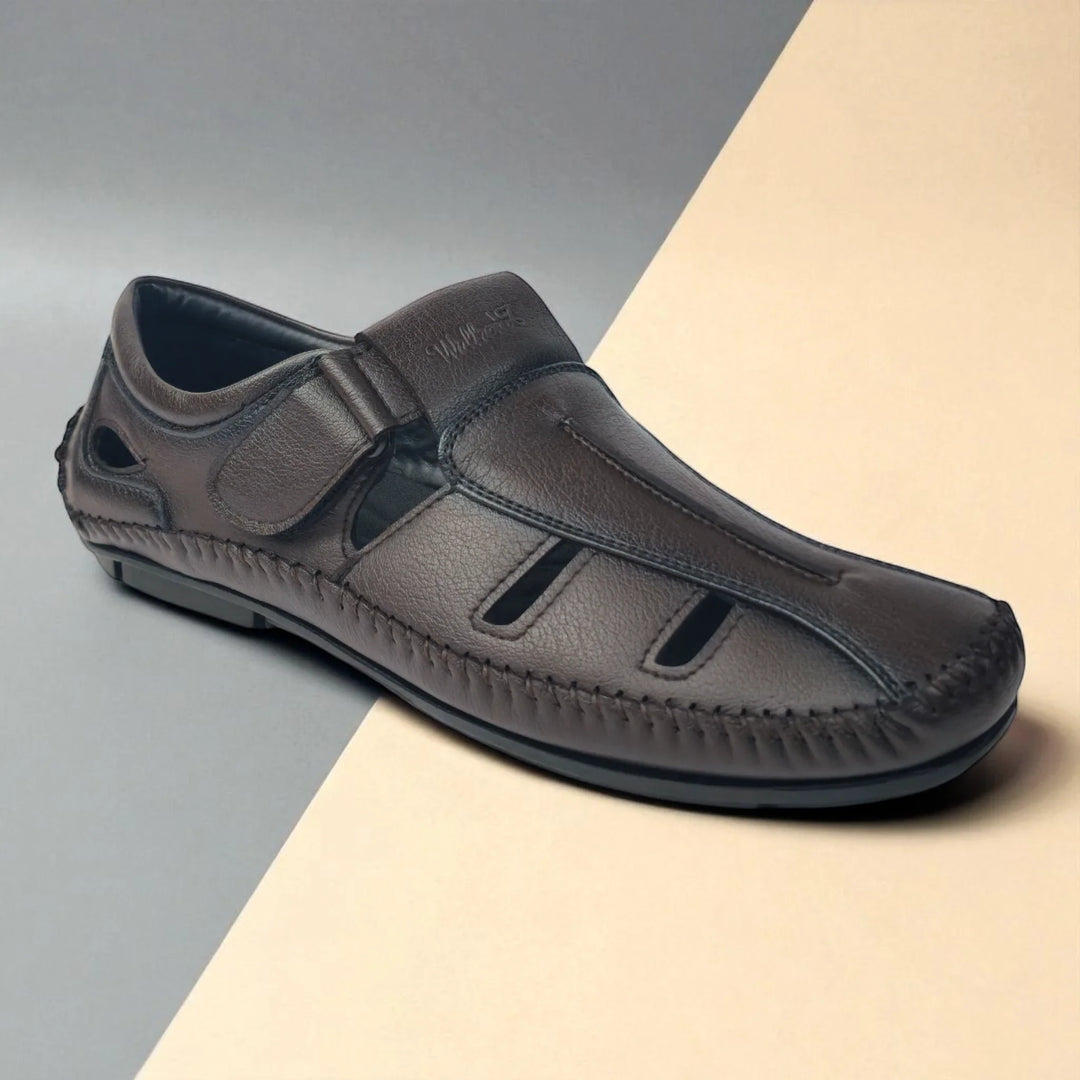 P&G N1404 Men's BROWN Slipon Sandal Extra Soft Sandal/Mojri/Ethnic Wear Leather With Adjustable Strap/Navratri Fashion Footwear. - qivii