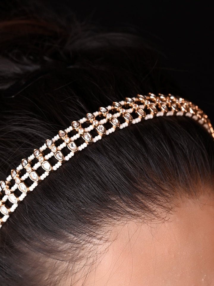 Zayna Pearl White Kundan Sheeshphool - qivii