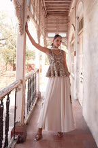 Multi Color Thread Sequins Embroidery Work Georgette Indo Western With Dupatta