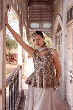 Multi Color Thread Sequins Embroidery Work Georgette Indo Western With Dupatta