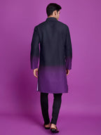 Black & Dusty Purple Rayon Kurta With Hand Mirror Work