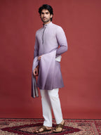 Dusty Purple Real Mirror Work Kurta With Dupatta