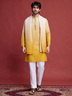 Yellow Real Mirror Work Kurta With Dupatta