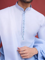 Sky Real Mirror Work Kurta With Dupatta
