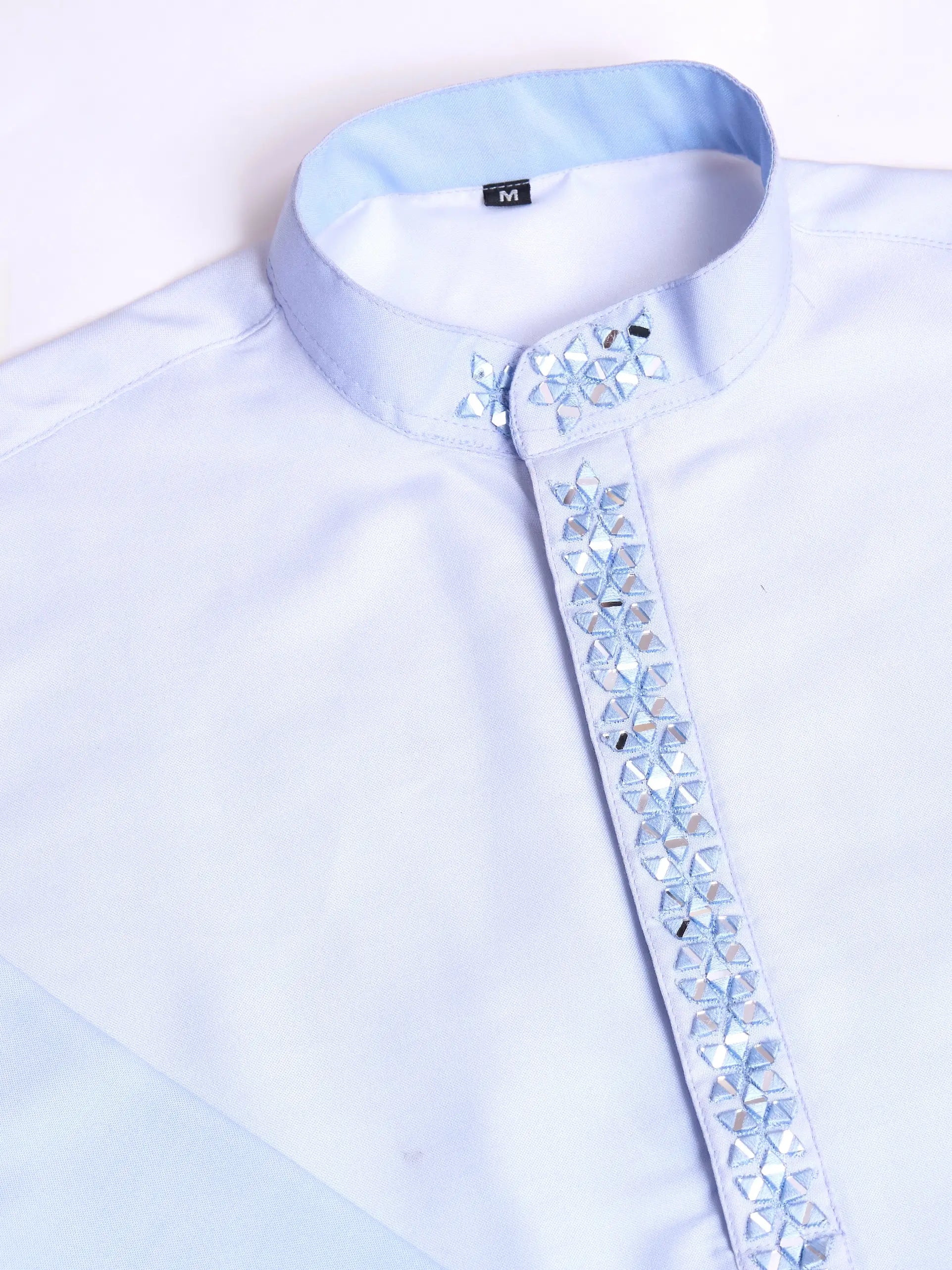 Sky Real Mirror Work Kurta With Dupatta