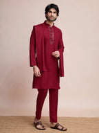 Maroon Viscose Mirror Work On Jari With Pant & Dupatta