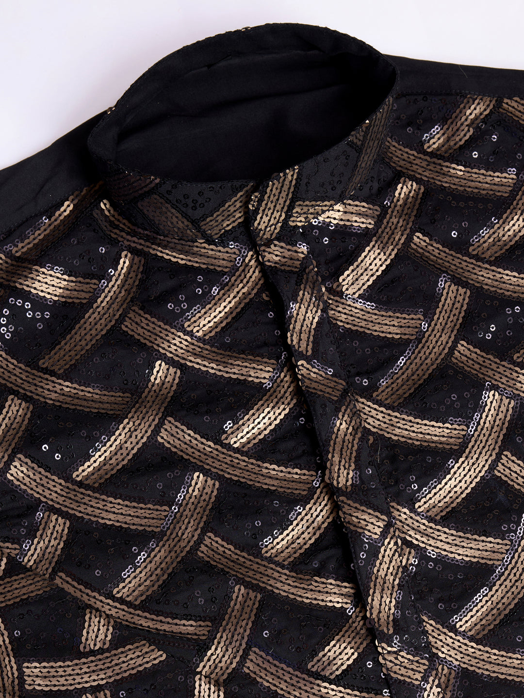 BLACK SILK THREAD & SEQUENCE EMBROIDERED WORK KURTA - qivii