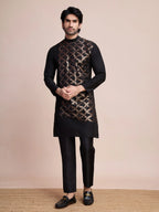 Black Silk Thread & Sequins Embroidered Work Kurta