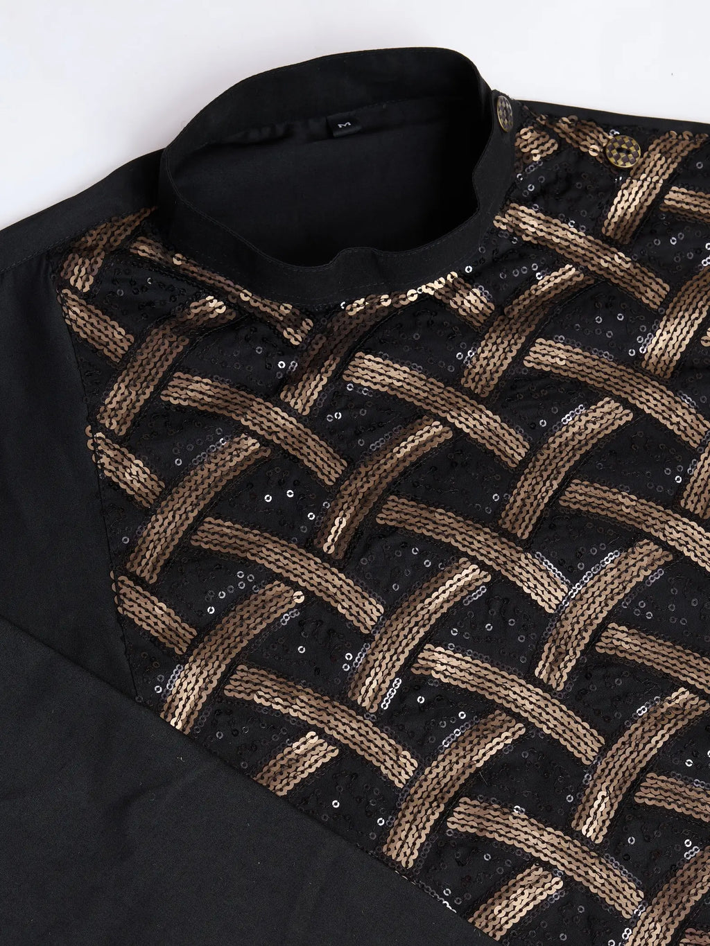 Black Silk Thread & Sequins Embroidered Work Kurta