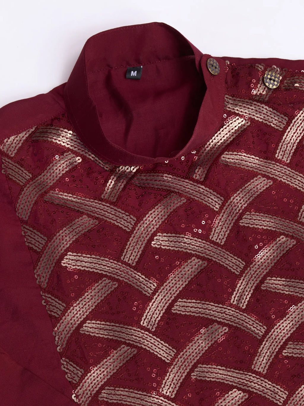 Maroon Silk Thread & Sequins Embroidered Work Kurta
