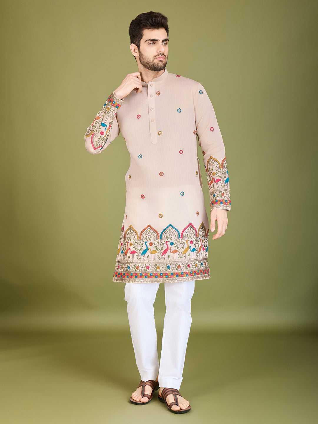 IVERY VISCOSE SILK THREAD & SEQUENCE EMBROIDDERED WORK KURTA - qivii