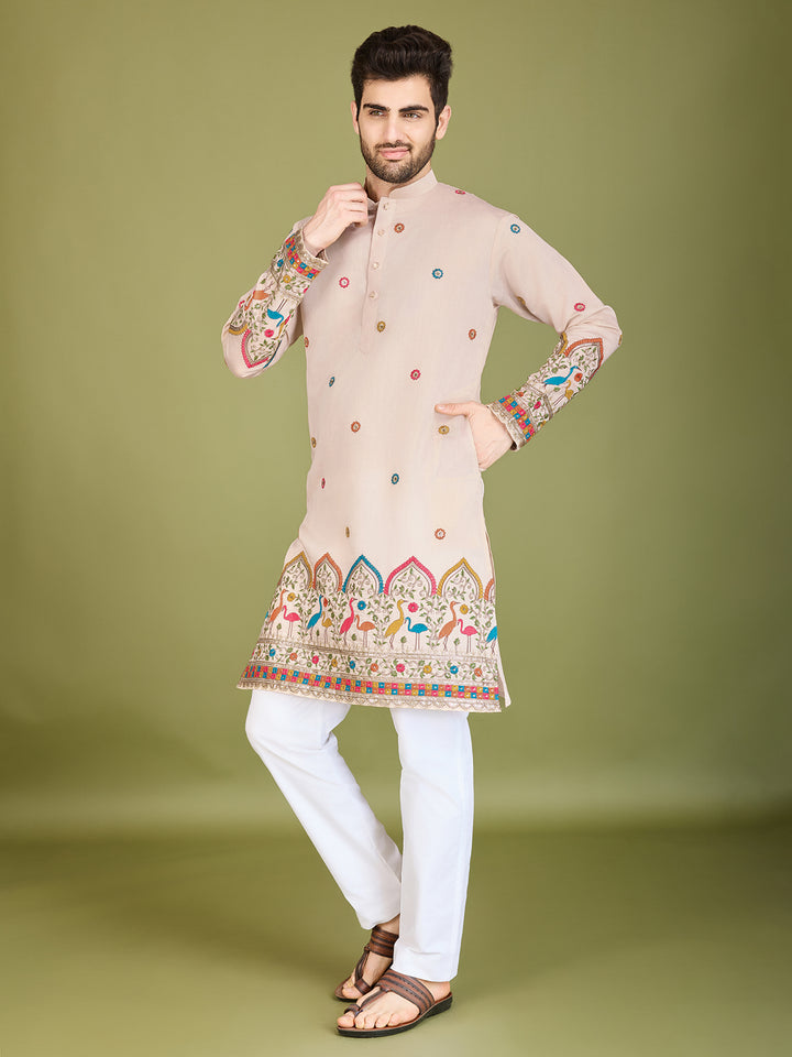 IVERY VISCOSE SILK THREAD & SEQUENCE EMBROIDDERED WORK KURTA - qivii