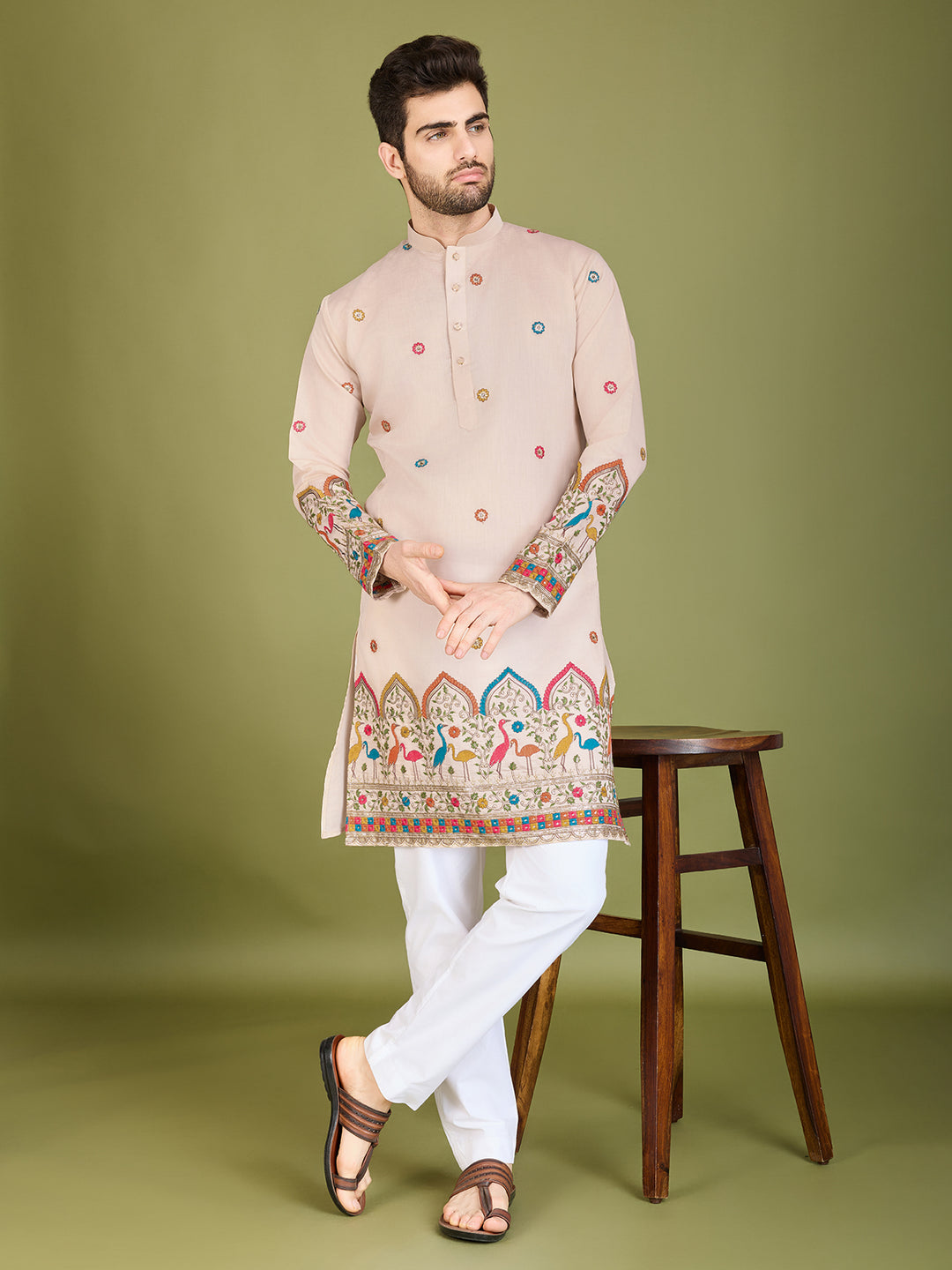 IVERY VISCOSE SILK THREAD & SEQUENCE EMBROIDDERED WORK KURTA - qivii