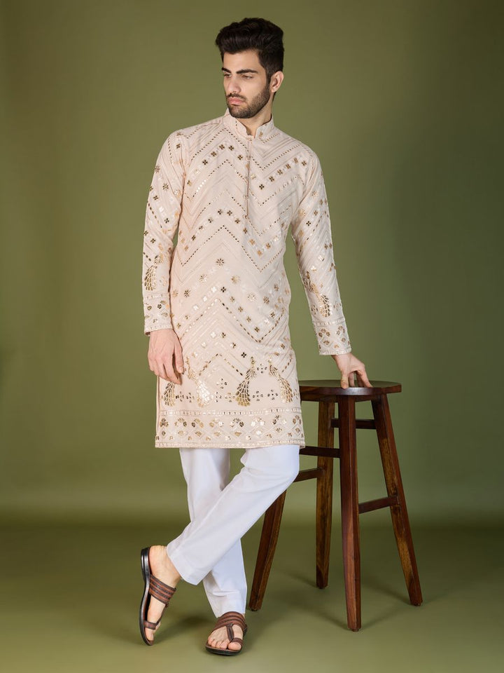 IVERY PURE VISCOSE RAYON THREAD & SEQUENCE EMBROIDERED WORK KURTA - qivii