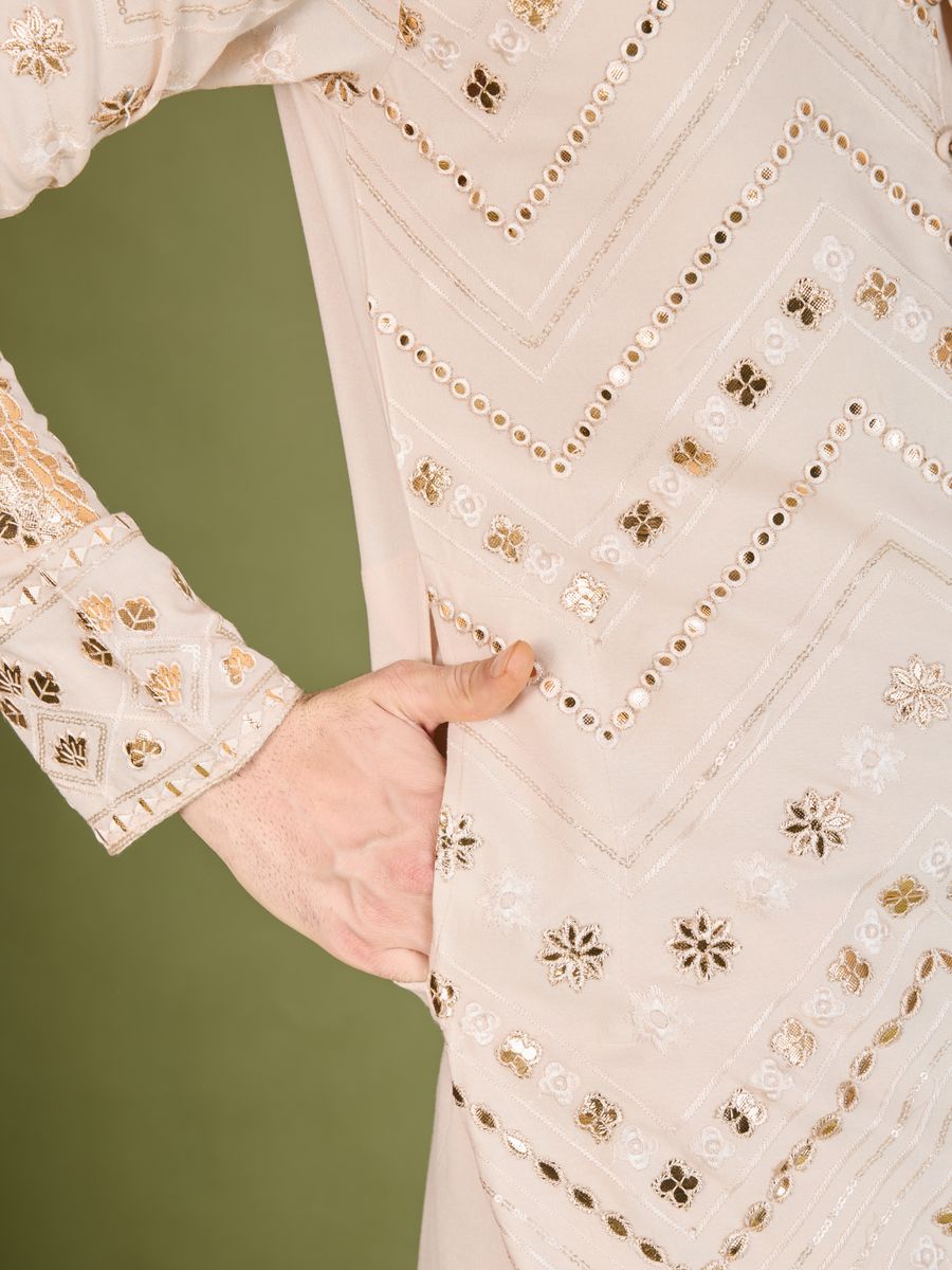 IVERY PURE VISCOSE RAYON THREAD & SEQUENCE EMBROIDERED WORK KURTA - qivii