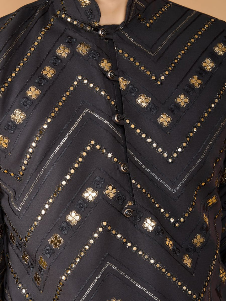 GREY PURE VISCOSE RAYON THREAD & SEQUENCE EMBROIDERED WORK KURTA - qivii