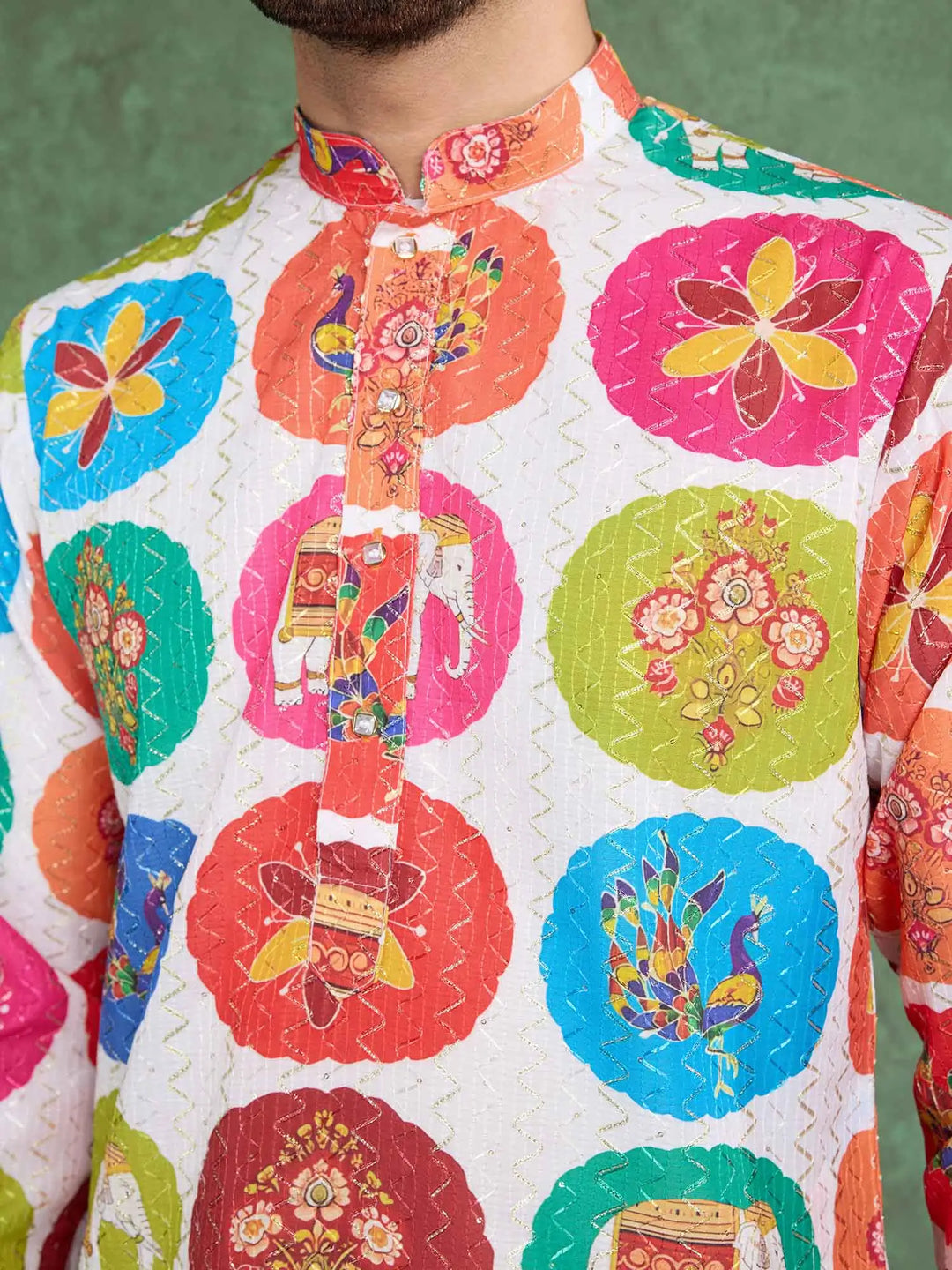 Multi Color Digital Print With Embroidery Work Rayon Kurta Set - qivii