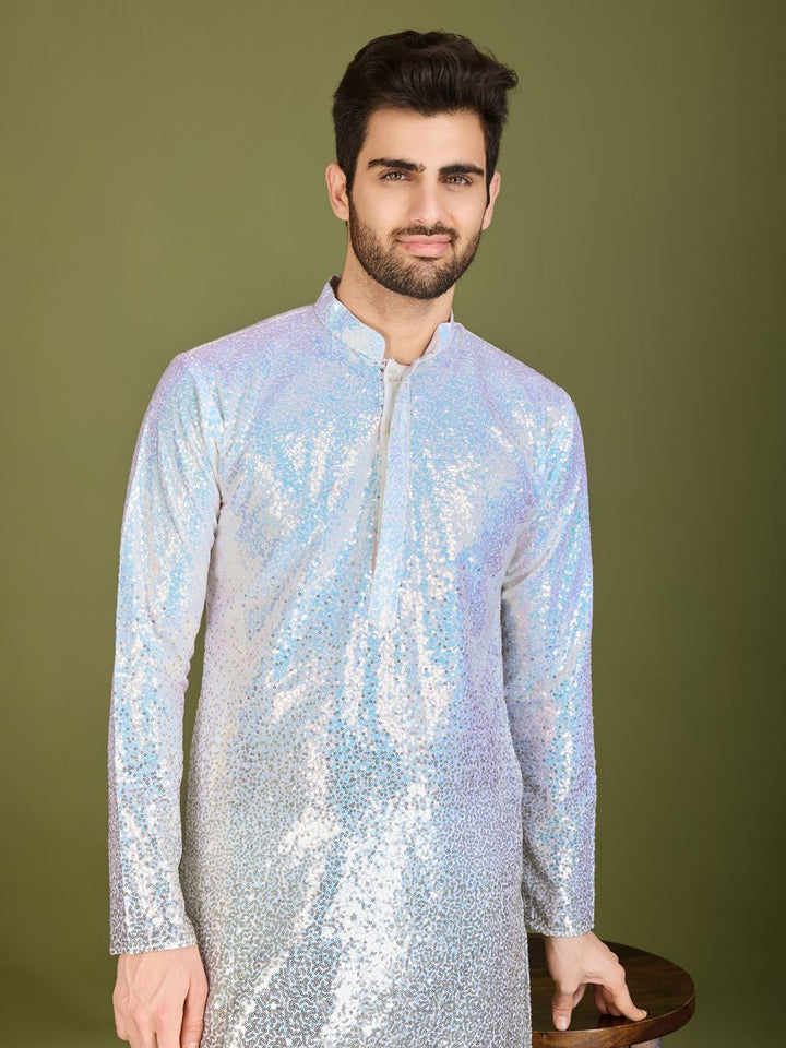 OMBRE YELLOW REAL GEORGETTE THREAD & SEQUENCE EMBROIDERED WORK KURTA - qivii