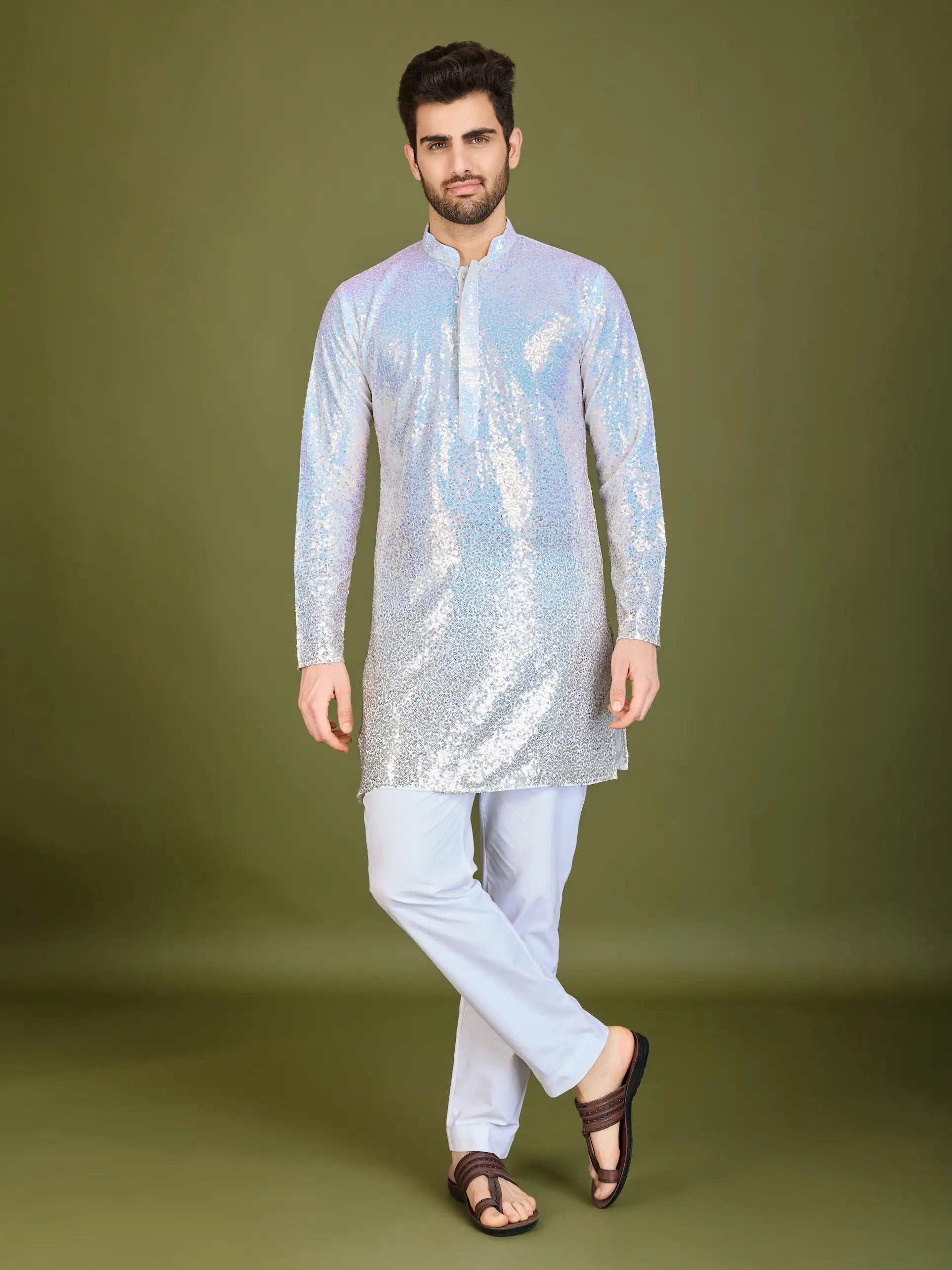 Ombre Yellow Georgette Kurta With Thread & Sequins Embroidered Work