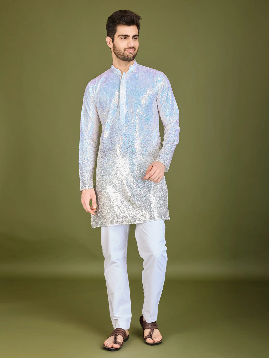 Ombre Yellow Georgette Kurta With Thread & Sequins Embroidered Work