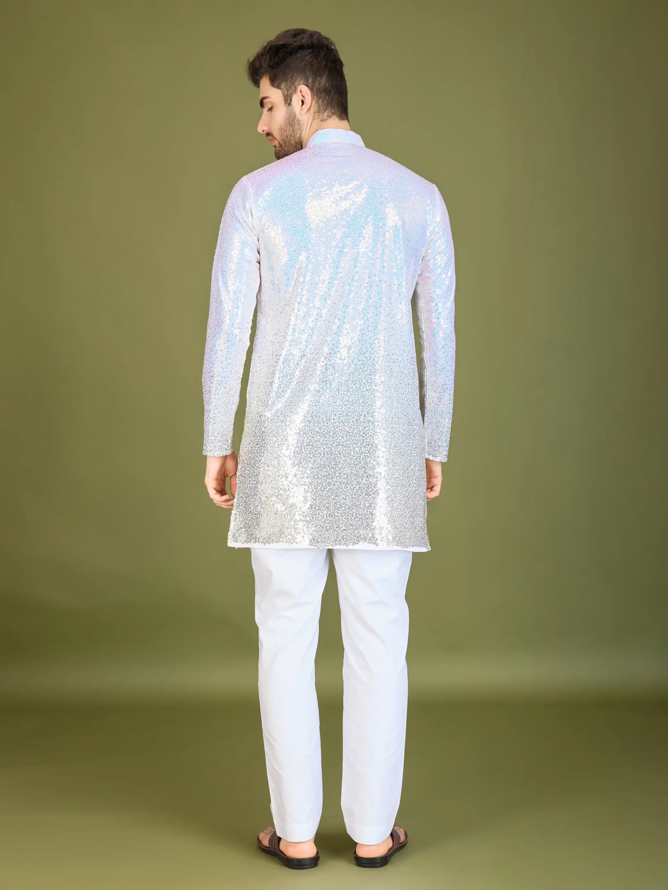 Ombre Yellow Georgette Kurta With Thread & Sequins Embroidered Work