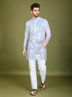 Ombre Purple Georgette Kurta With Thread & Sequins Embroidered Work