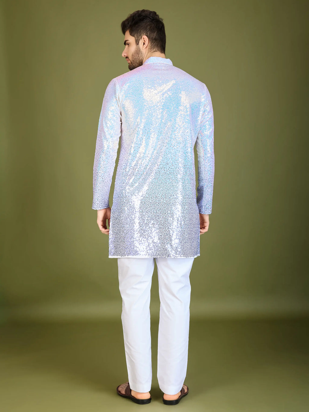 Ombre Purple Georgette Kurta With Thread & Sequins Embroidered Work