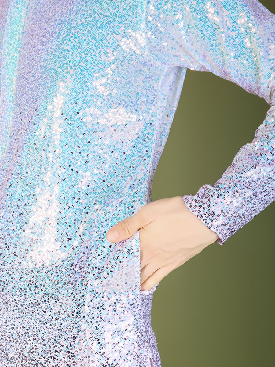 OMBRE PINK REAL GEORGETTE THREAD & SEQUENCE EMBROIDERED WORK KURTA - qivii