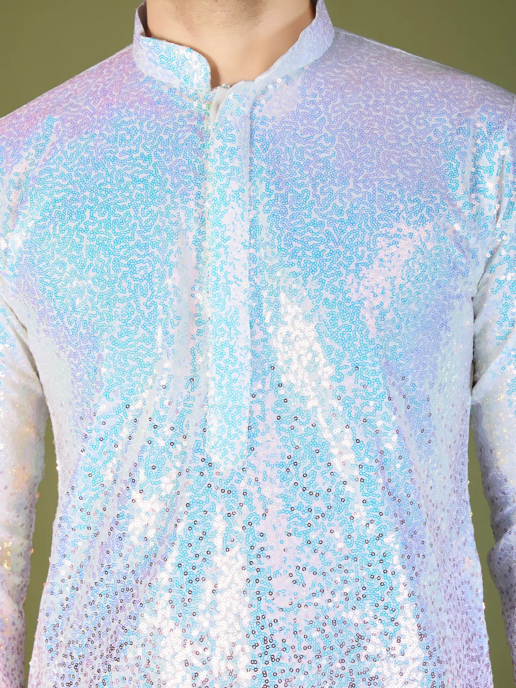 Ombre Pink Georgette Kurta With Thread & Sequins Embroidered Work