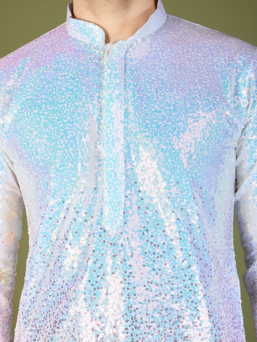 OMBRE PINK REAL GEORGETTE THREAD & SEQUENCE EMBROIDERED WORK KURTA - qivii