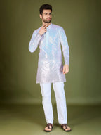 Ombre Pink Georgette Kurta With Thread & Sequins Embroidered Work