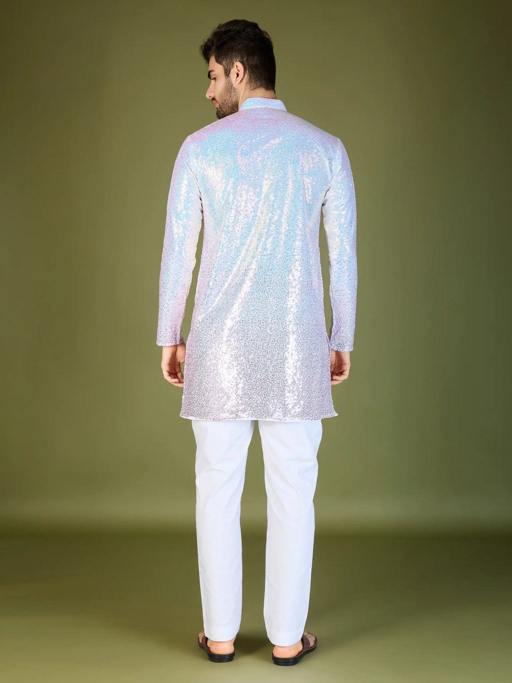 Ombre Pink Georgette Kurta With Thread & Sequins Embroidered Work