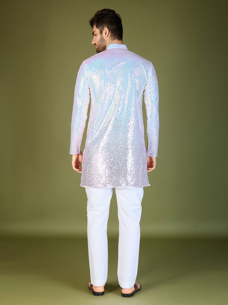 OMBRE PINK REAL GEORGETTE THREAD & SEQUENCE EMBROIDERED WORK KURTA - qivii