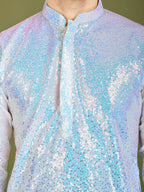 Ombre Blue Georgette Kurta With Thread & Sequins Embroidered Work