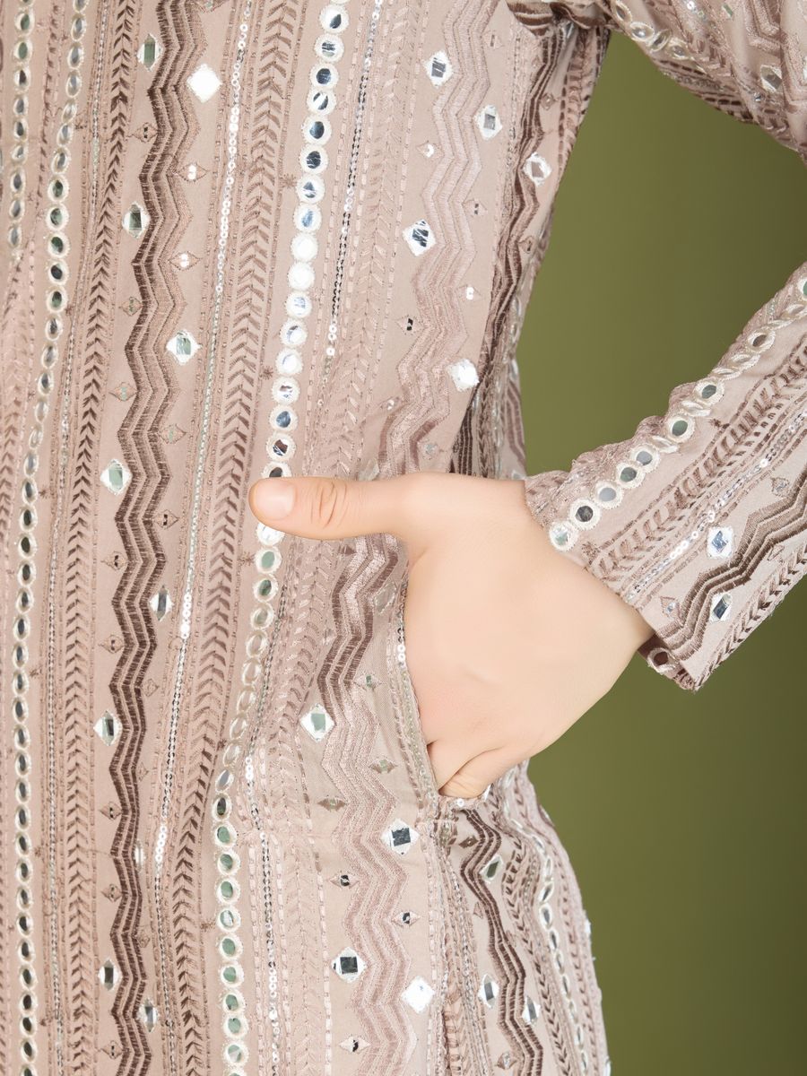 IVERY PURE VISCOSE RAYON THREAD, SEQUENCE & FOIL MIRROR EMBROIDERED WORK KURTA - qivii