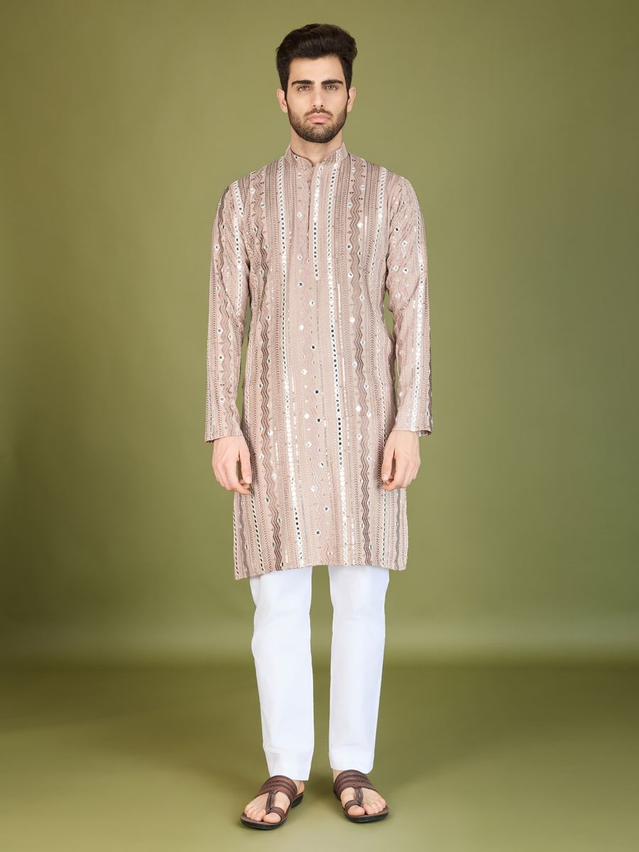 IVERY PURE VISCOSE RAYON THREAD, SEQUENCE & FOIL MIRROR EMBROIDERED WORK KURTA - qivii