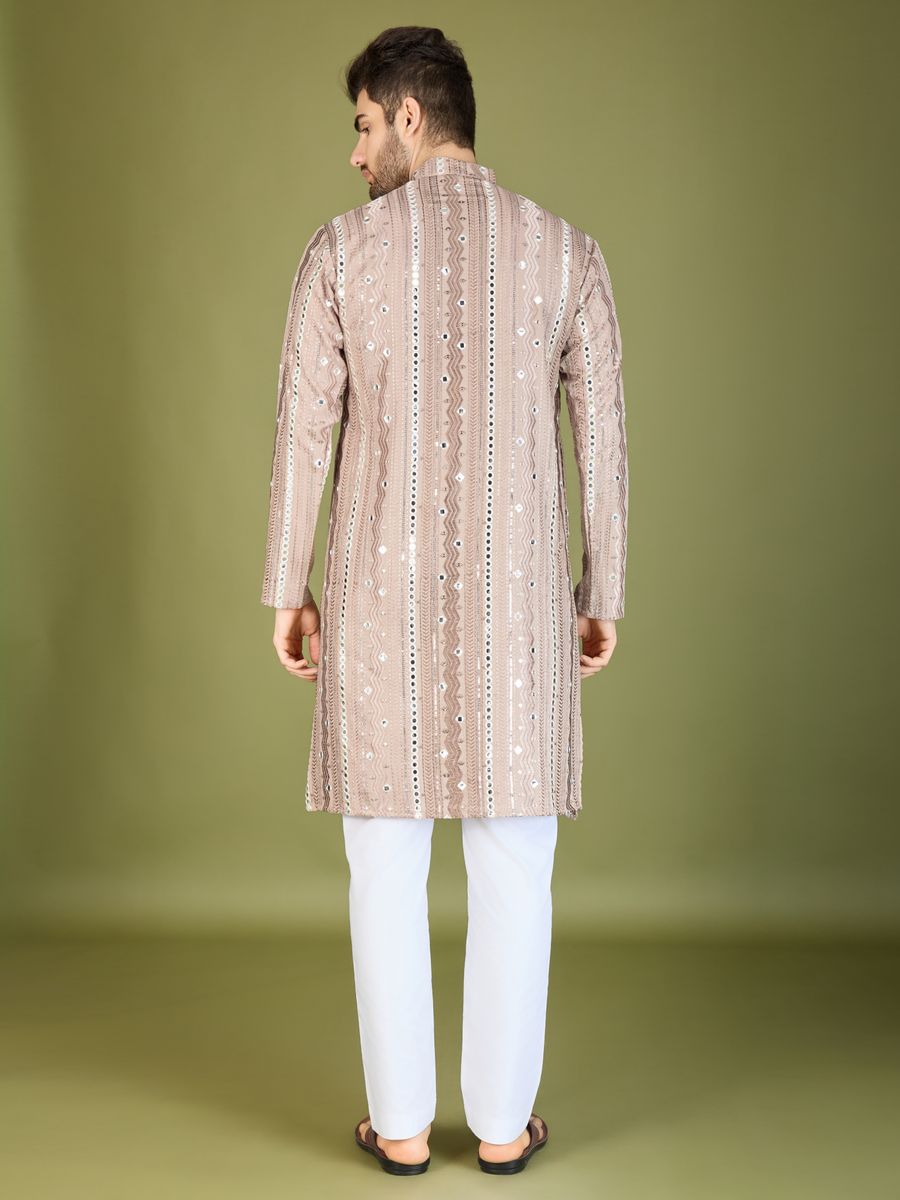 IVERY PURE VISCOSE RAYON THREAD, SEQUENCE & FOIL MIRROR EMBROIDERED WORK KURTA - qivii