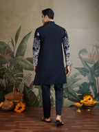 Black Viscose Silk Thread & Sequence Embroidered Work Kurta With Pant